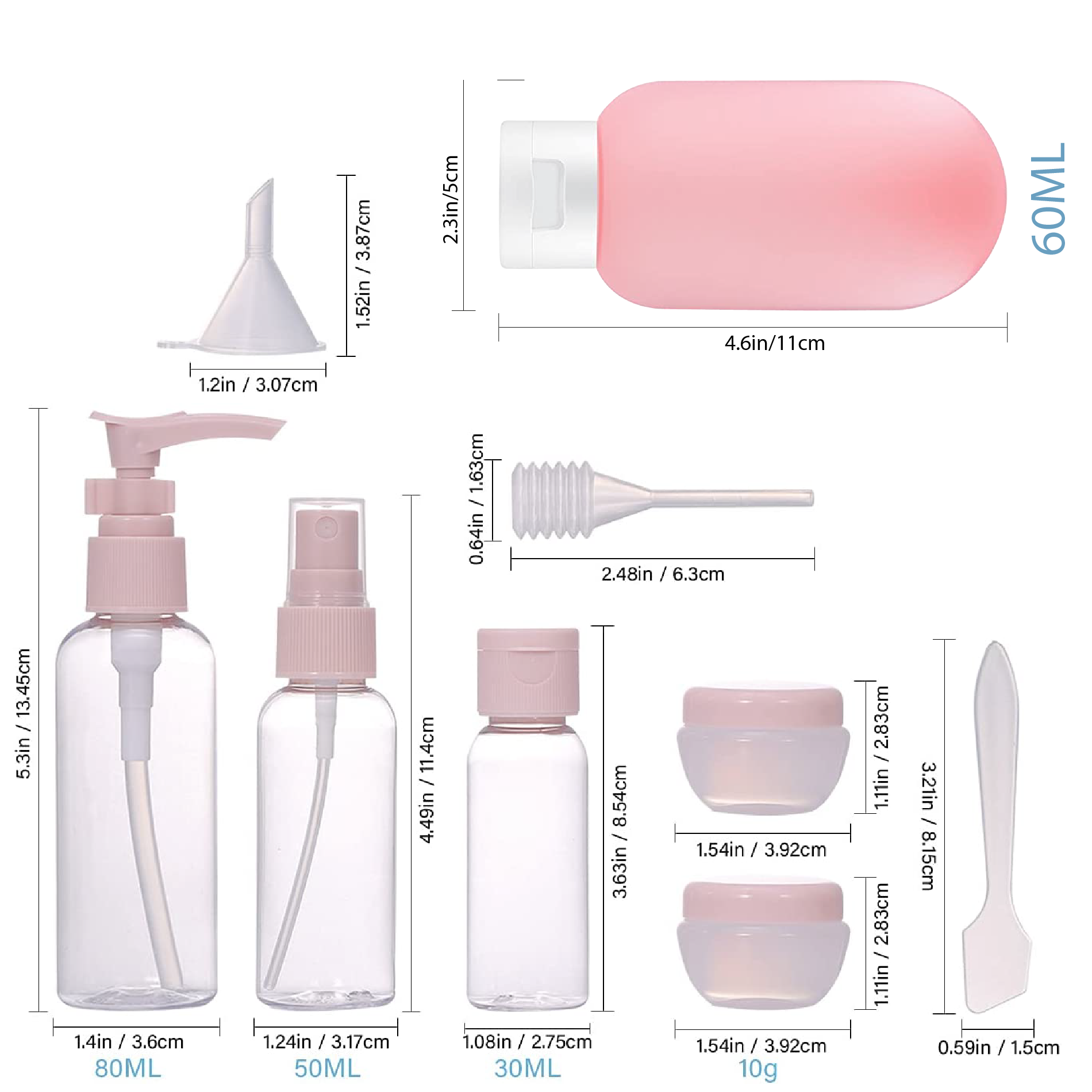 Kit X8 Envases Recargables Viajero